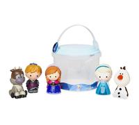Disney Store Official Frozen Bath Toy Set, 5 Pc. Set, Includes Anna, Elsa, Olaf, Sven and Kristoff Frozen Toys with Storage Bucket, Suitable for 6