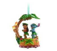 Disney Store Official Lilo and Stitch Singing Hanging Ornament, 11cm/4”, Christmas Tree Decoration Plays “Hawaiian Rollercoaster Ride”, Features Lilo and Stitch Dancing, Sculpted with Painted Details