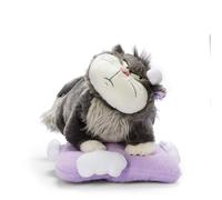 Disney Store Official Lucifer Plush, Cinderella, 28cm / 11", Fluffy Black & White Cat Soft Toy on Purple Pillow, Suitable from Birth, 0+