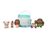 Disney Store Official Moana Bath Toy Set, 5 Pc. Set, Includes Moana, Maui, Pua, Hei-Hei, and Tamatoa, Moana Toys with Storage Bucket, Suitable for 6