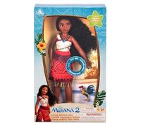 Disney Store Official, Moana Singing Doll, Moana 2, Figurine Sings We're Back in English, Includes Hei Hei Toy Figure, Batteries Included