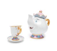 Disney Store Official Mrs. Potts and Chip Stoneware Tea Set, Beauty and The Beast, 767ml teapot and 85ml Tea Cup