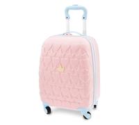 Disney Store Official Pink Princesses Suitcase, 46x30x20cm, Luggage for Kids, with Telescopic Handle and Multi-Directional Wheels, Features Heart and Crown Pattern