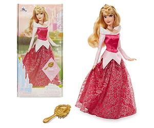 Disney Store Official Princess Aurora Classic Doll for Kids, Sleeping Beauty, 29cm/11”, Includes Brush with Moulded Details, Fully Posable Toy in Glittering Outfit - Suitable for Ages 3+