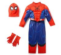 Disney Store Official Spider-Man Costume for Kids - Marvel Superhero Outfit with Muscle Padding, Mask, Gloves, Sound Effects & Light-Up Web Feature