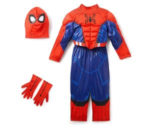 Disney Store Official Spider-Man Costume for Kids - Marvel Superhero Outfit with Muscle Padding, Mask, Gloves, Sound Effects & Light-Up Web Feature