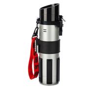 DISNEY STORE Official Star Wars Lightsaber Water Bottle with Sound & Light Effects, Translucent Blue Sleeve, Red Button Pop Top, Silicone Flange, Wrist Strap, Hand Wash - Holds 12.7 oz - Darth Vader