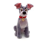 Disney Store Official Tramp Medium Soft Toy, Lady and The Tramp, 36cm/14”, Grey Dog Plush Character Figure with Red Collar Embroidered Details, Suitable for Ages 0+