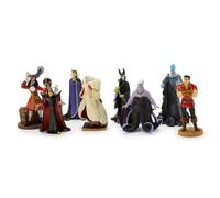 Disney Store Official Villains Figure Set - 8 Fully Sculpted Disney Figures Including Evil Queen, Captain Hook, Maleficent, Cruella De Vil, Ursula & More in Double-Tiered Box with Scenic Backgrounds