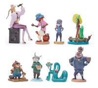 Disney Store Official Zootopia Figure Set, 8 Toys including Judy Hopps, Nick Wilde, Captain Hogbottom, Gazelle, Gary De'Snake, Pawbert Lynxley, Nibbles Maplestick, and Jesús, Suitable for Age 3+