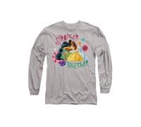 Disney Stronger Together Jasmine, Tiana, Belle T-Shirt, Athletic Heather in Light Grey | Size: XL Disney Light Grey XL