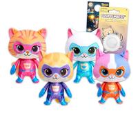 Disney Super Kitties Plush Toy Set - 4 Pack Bundle with 6" Plushies for Kids, Girls Featuring Bitsy, Ginny, Sparks, Buddy Plus Stickers | Disney Super Kitties Dolls Plush