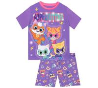 Disney SuperKitties Girls Pyjamas, Short Sleeve Girls Pjs, Kids Short Pyjamas, Purple, 6-7 Years