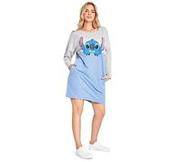 Disney Sweater Dress Mickey Mouse Minnie Mouse Oversized Hoodie Dress Soft Breathable Lounge Wear Casual Dresses for Women and Teenagers Stitch Gifts for Women (Grey/Blue, L)