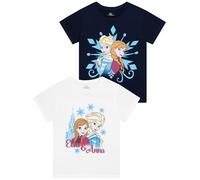 Disney T Shirt | 2 Pack Girls Tshirt | Anna and Elsa Tshirt | Frozen Girls' T-Shirts | Multicolour 3-4 Years