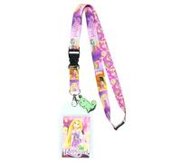 Disney Tangled Princess Rapunzel Scenes Breakaway Lanyard ID Badge Holder with 2" Rubber Pascal Charm