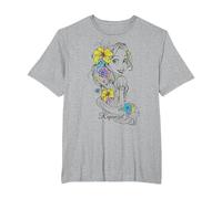 Disney Tangled Rapunzel Floral Sketch Portrait Tee T-Shirt, Men's Big and Tall, Heather Grey, 2X Tall