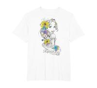Disney Tangled Rapunzel Floral Sketch Portrait Tee T-Shirt, Men's Big and Tall, White, 4X Tall