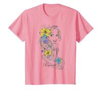 Disney Tangled Rapunzel Floral Sketch Portrait Tee T-Shirt, Youth, Pink, X-Small
