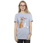Disney The Aristocats We Go Together Cotton Boyfriend T-Shirt In Grey Grey 4XL
