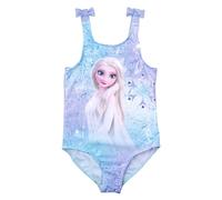 Disney The Ice Queen Swimming Costume with Bows for Girls - ELSA Frozen Children's Swimming Costume Blue (DE/NL/SE/PL, Numerical, 92, Regular, Blue)
