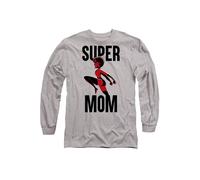 Disney The Incredibles Super Mom Long Sleeve T-Shirt, Athletic Heather in Light Grey | Size: Small Disney Light Grey S