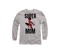Disney The Incredibles Super Mom Long Sleeve T-Shirt, Athletic Heather in Light Grey | Size: Large Disney Light Grey L