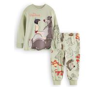 Disney The Jungle Book Boys Pyjama Set | Kids Long Sleeve Long Leg Graphic PJs in Green | Mowgli Baloo Shere Khan King Louie Kaa Character Nightwear | Original Movie Artwork Pajama Merchandise Gift