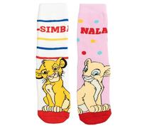 Disney The Lion King ABS Socks for Girls - Children's Stopper Socks Non-Slip Socks White/Pink (Pack of 2), white/pink, 31-34