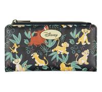 Disney The Lion King Simba and Friends Faux Leather Bi-Fold Snap Wallet with Zipper Pocket, Multicolored, One Size