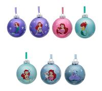 Disney The Little Mermaid Christmas Tree Baubles, Set of 7, Vibrant Colours, Shimmering Finish, Ariel & Characters, 10.5 x 8 cm, Keepsake Gift Box