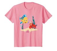 Disney The Little Mermaid Flounder and Sebastian T-Shirt, Youth, Pink, Medium
