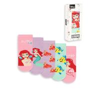 Disney The Little Mermaid Girls Calf Socks Set of 5 | Multicoloured Ariel, Flounder, Sebastian Designs | Everyday Wear | Playful Patterns in Pink, Purple, Green Merch - 6-8.5 UK Child