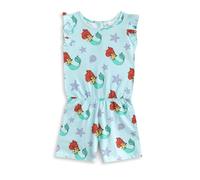 Disney The Little Mermaid Girls Light Blue Sleeveless Playsuit | Ariel Character Motif Summer Outfit | Ruffle Detail on Shoulders | Casual Wear with Pockets - 3-4 Years