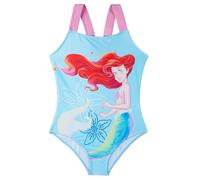 Disney The Little Mermaid Girls Swimming Costume 3-8 Yrs, One Piece Swimsuit, Adjustable Bathing Suit, Beach Pool Swimwear (6-7 Years, Blue Little Mermaid)