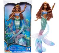 Disney The Little Mermaid Deluxe Mermaid Ariel Doll with Iridescent Tail, Hair Jewelry Beads, and Doll Stand, HNF42