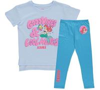 Disney The Little Mermaid Leggings Clothing Set, Ariel Short Sleeve T-Shirt and Leggings Set- Girls Sizes 4-16, Blue, 6