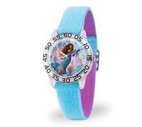 Disney Little Mermaid Watch for Girls Ages 4-7 with Princess Ariel Gift for Kids Learning to Tell Time, Character Dial, Clear Bezel with Black Numbers, Nylon Strap