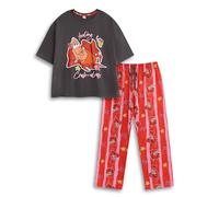 Disney The Little Mermaid Sebastian Women's Red Short Sleeve Long Leg Pyjama Set | Feel Crab-ulous Print | Retro Movie Sleepwear & Lounging Outfit Merch - Small