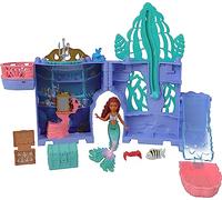 Disney The Little Mermaid Storytime Stackers Ariels Grotto Playset, Stackable Dollhouse with Small Doll and 10 Accessories, HLX16
