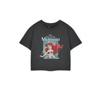 Disney The Little Mermaid Womens Grey Ariel Bubbles Cropped Short Sleeved T-Shirt - Large