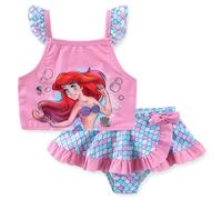 Disney The Little Mermaid Women's UPF 50+ Tankini Set Big Kid, flower butterfly lily:pink, 4