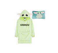 The Mandalorian Baby Yoda Kids Hoodie Blanket And Cushion 2-In-1 Disney Green One Size