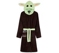 Disney The Mandalorian Dressing Gown for Men & Teens, Fleece Hooded Bath Robe Pockets, Cosy Loungewear, Baby Yoda Gifts for Men (Brown, XL)