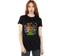 Disney Women's The Muppets Group Circle Cotton Boyfriend T-Shirt in Black | Size: 4XL Disney Black 4XL