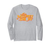 Disney The Muppets Official The Muppet Show Logo Orange Long Sleeve T-Shirt, Adult Unisex, Heather Grey, X-Large