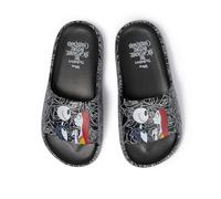Disney The Nightmare Before Christmas Adult Black Rose Pool Slides Sandals - Spooky Quick-Dry Beach Flip Flops with Jack Skellington & Sally Print, Women's Sizes 5/6-9/10 Holiday Gifts for Fans, Black