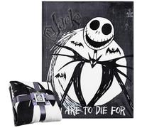 Disney The Nightmare Before Christmas Fleece Blanket 150 x 130cm, Soft Warm Bed & Sofa Throw Blanket, Secret Santa Xmas Gifts (Black/White)