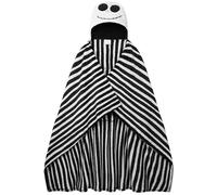 Disney The Nightmare Before Christmas Hooded Fleece Blanket 150 x 120cm, Bed & Sofa Throw Blanket, Secret Santa Xmas Gifts (Black/White Hood)