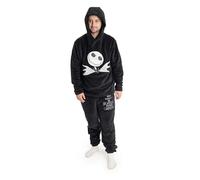 Disney The Nightmare Before Christmas Jack Skellington Mens Black Long Sleeve Long Leg Pyjama Set | Cosy Fleece Sleepwear & Loungewear | Halloween Themed Nightwear Merch - Medium